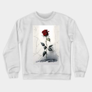 Single Red Rose Goth Gothic Style Watercolor Crewneck Sweatshirt